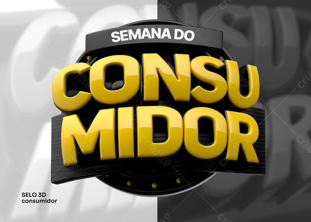 Selo 3D promocional amarelo e preto