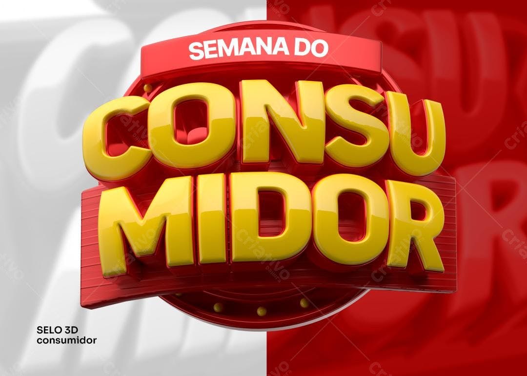 Selo 3D promocional vermelho e amarelo
