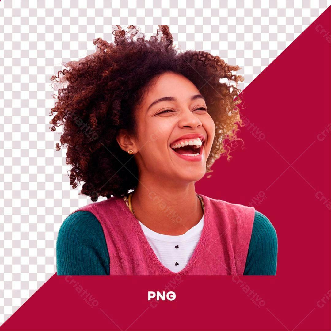 Imagem PNG com fundo transparente mulher negra rindo