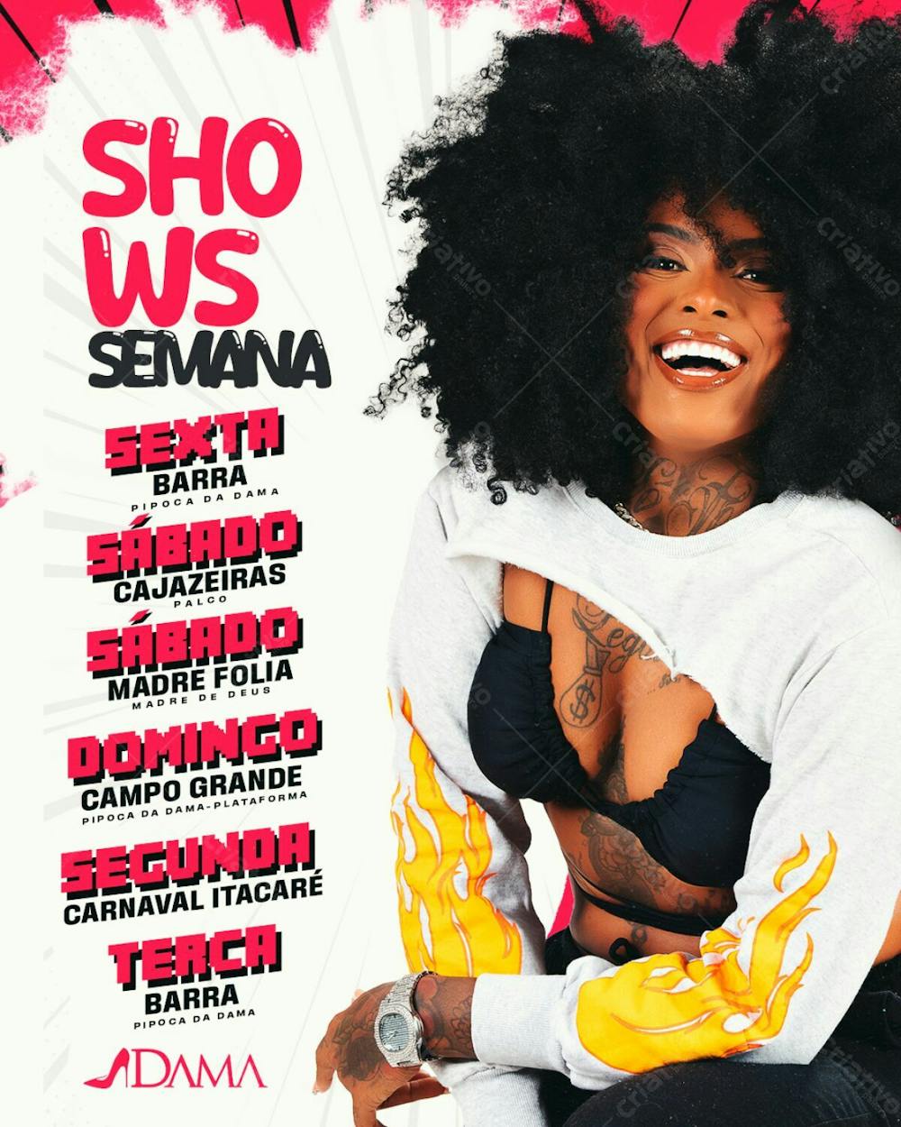 Agenda De Shows A Dama Feed Psd Editável 