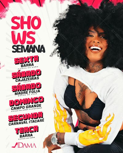 Agenda De Shows A Dama Feed Psd Editável 