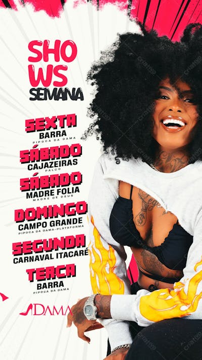 Agenda De Shows A Dama Stories Psd Editável 