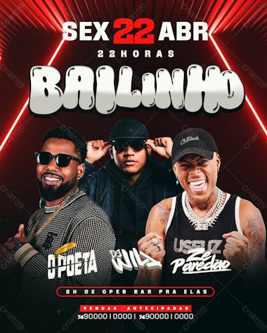 Flyer evento bailinho feed psd editável