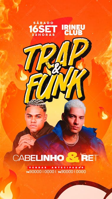 Flyer evento trap e funk stories psd editável