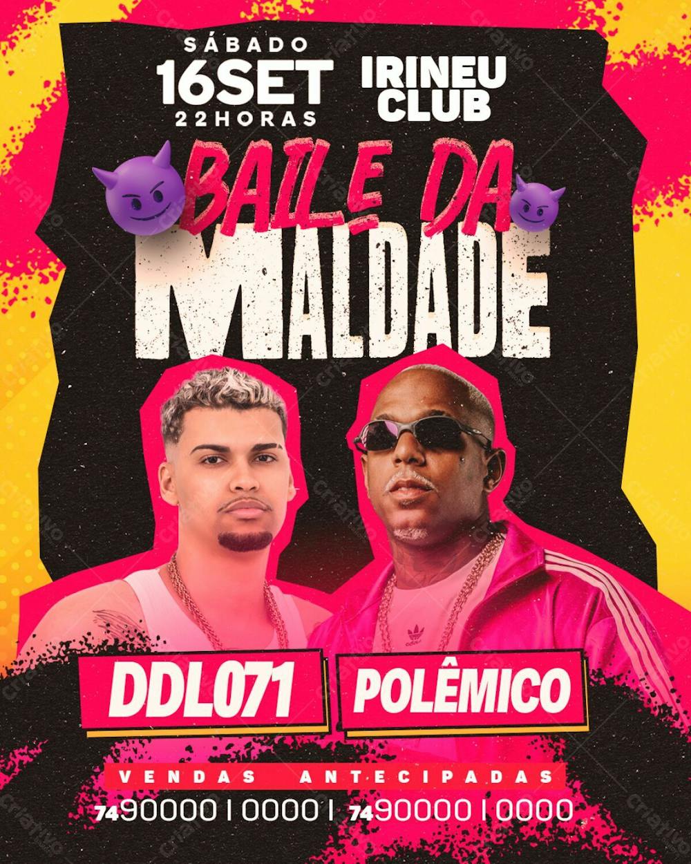 Flyer Evento Baile Da Maldade Feed Psd Editável 