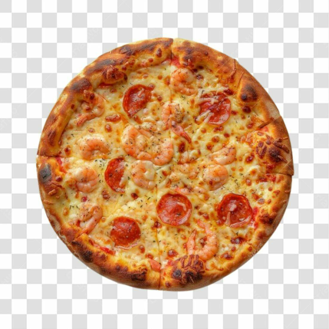 Imagem Pizza Camarão e Pepperoni PNG com fundo transparente