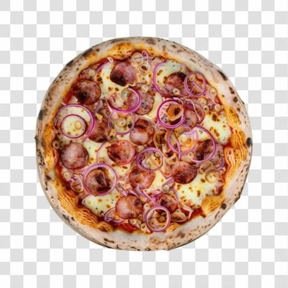 Imagem Pizza Calabresa Cebola Roxa PNG com fundo transparente