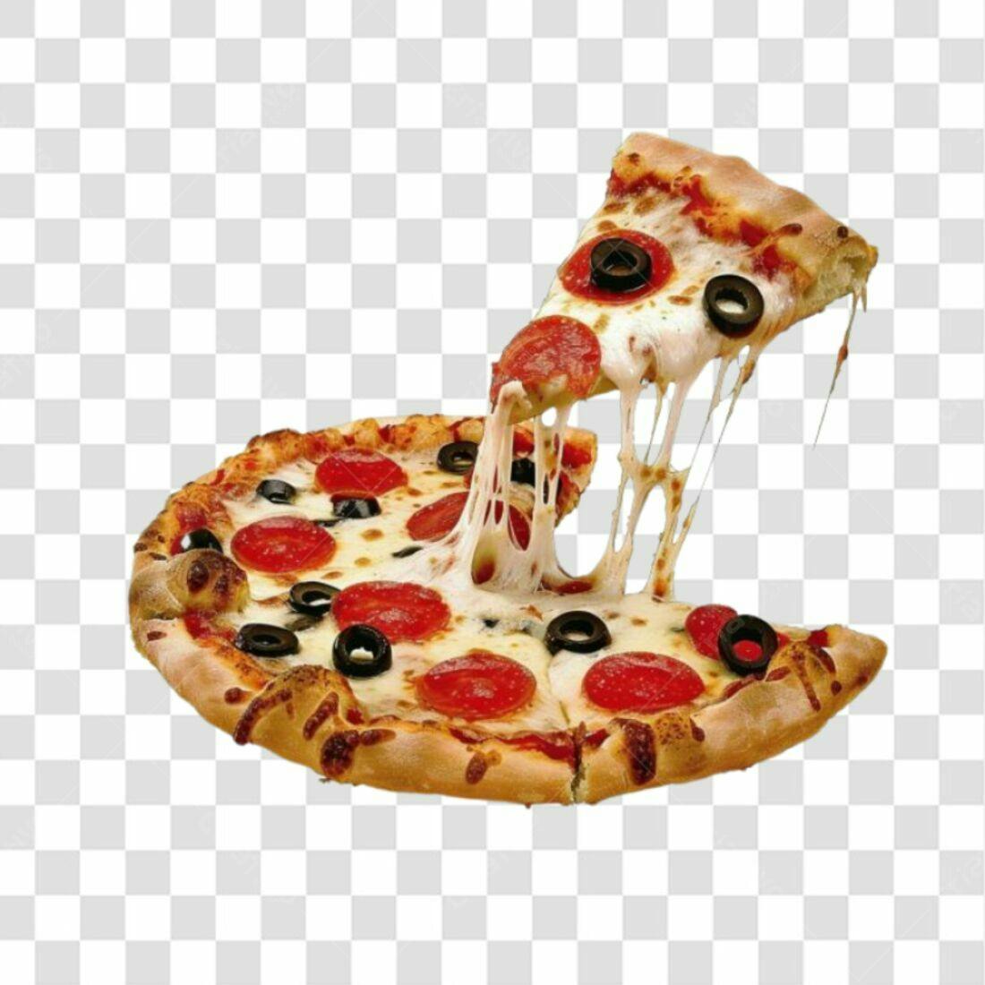 Imagem Pizza Pepperoni e Azeitonas PNG com fundo transparente