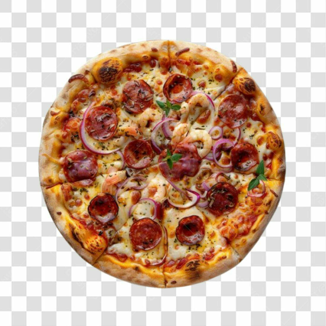 Imagem Pizza Calabresa Camarão PNG com fundo transparente