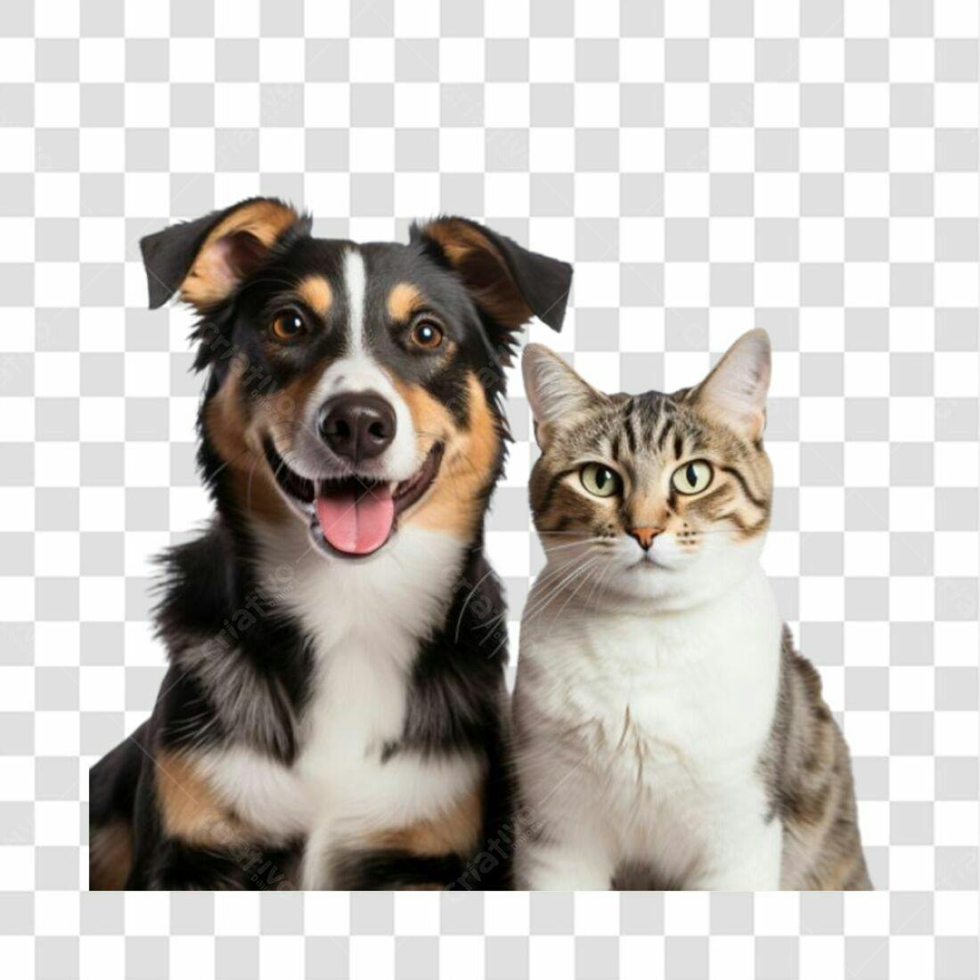 Imagem PNG Cachorro e Gato amigos fundo transparente