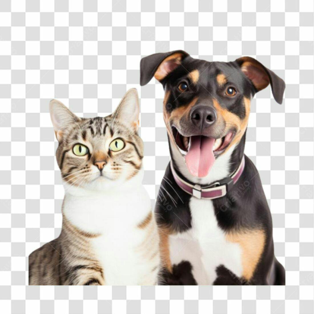 Imagem PNG Gato e Cachorro Amigos Fundo Transparente