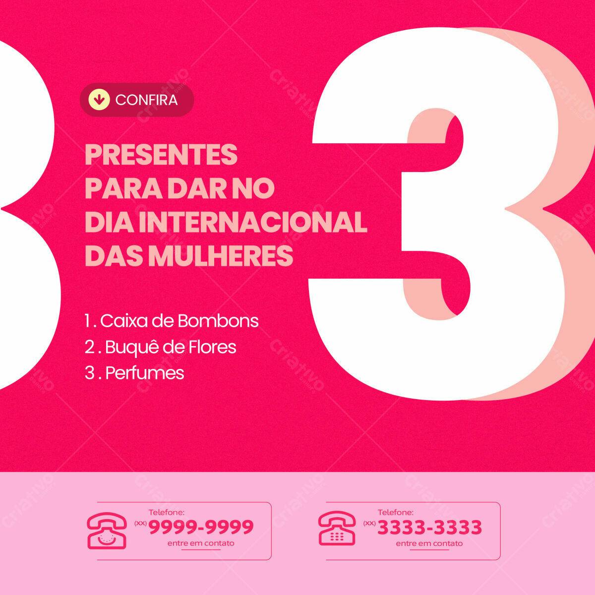 Flyer Dia Internacional das Mulheres PSD Editável