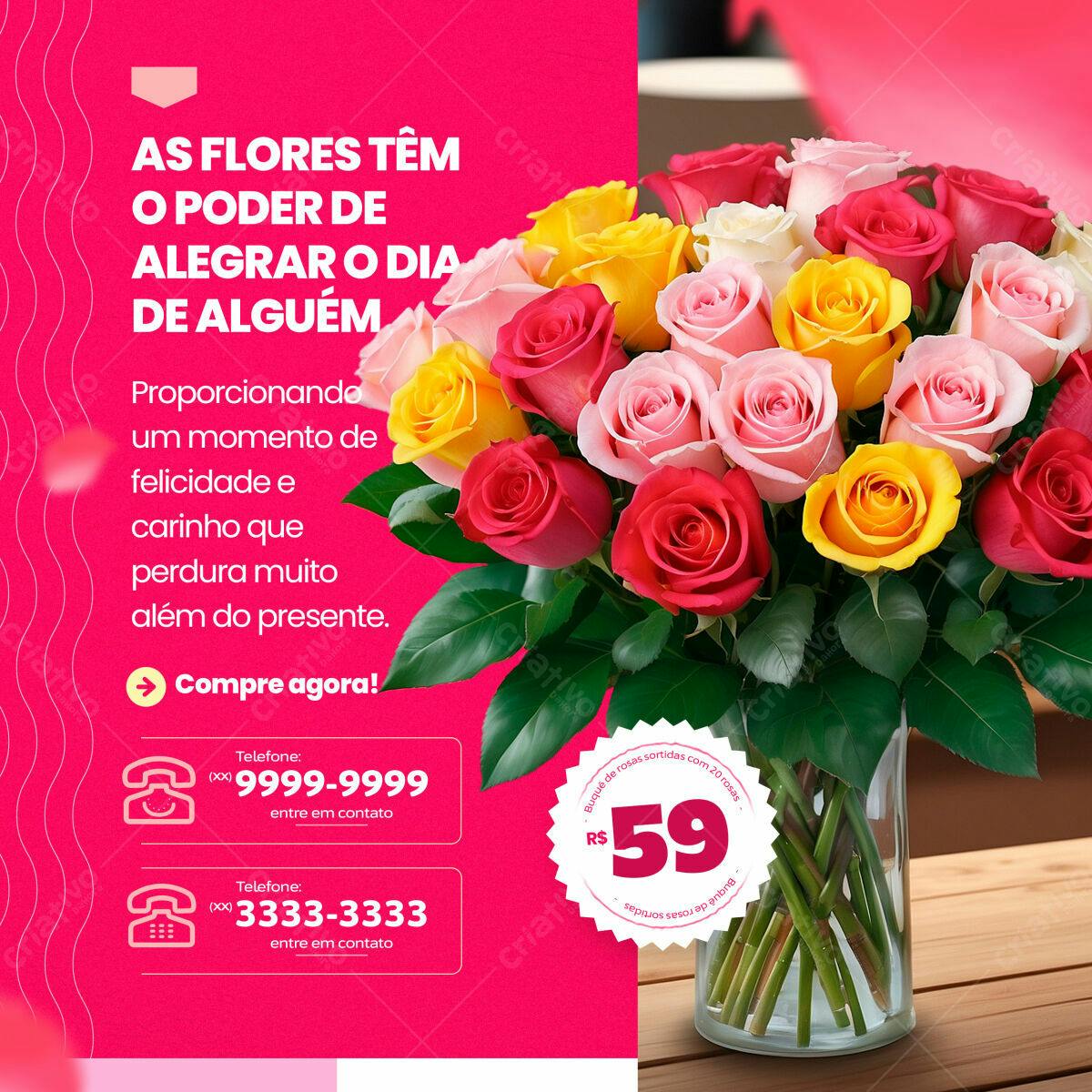 Flyer para Dia das Mães com Rosas PSD Editável
