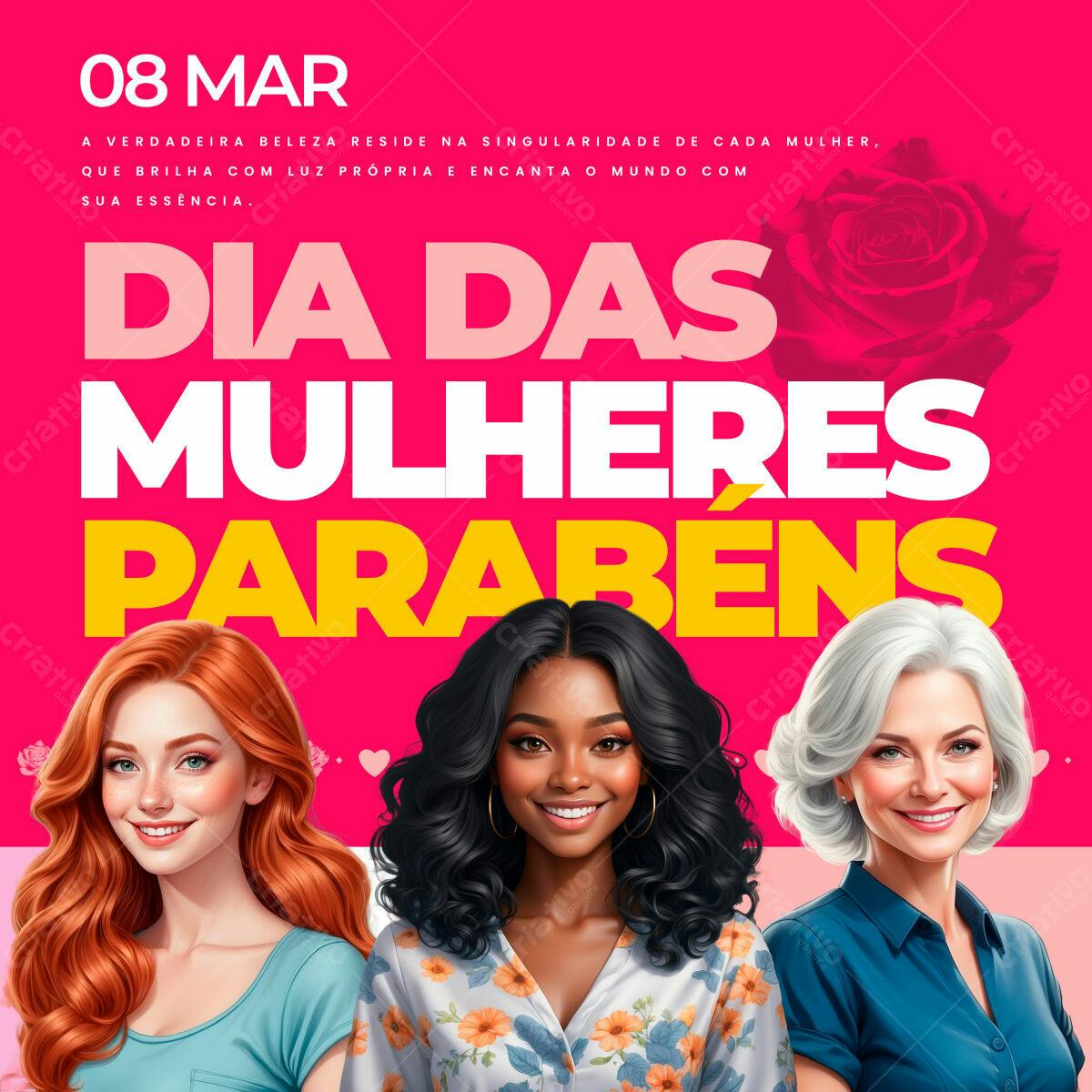 Flyer Dia Internacional da Mulher PSD Editável