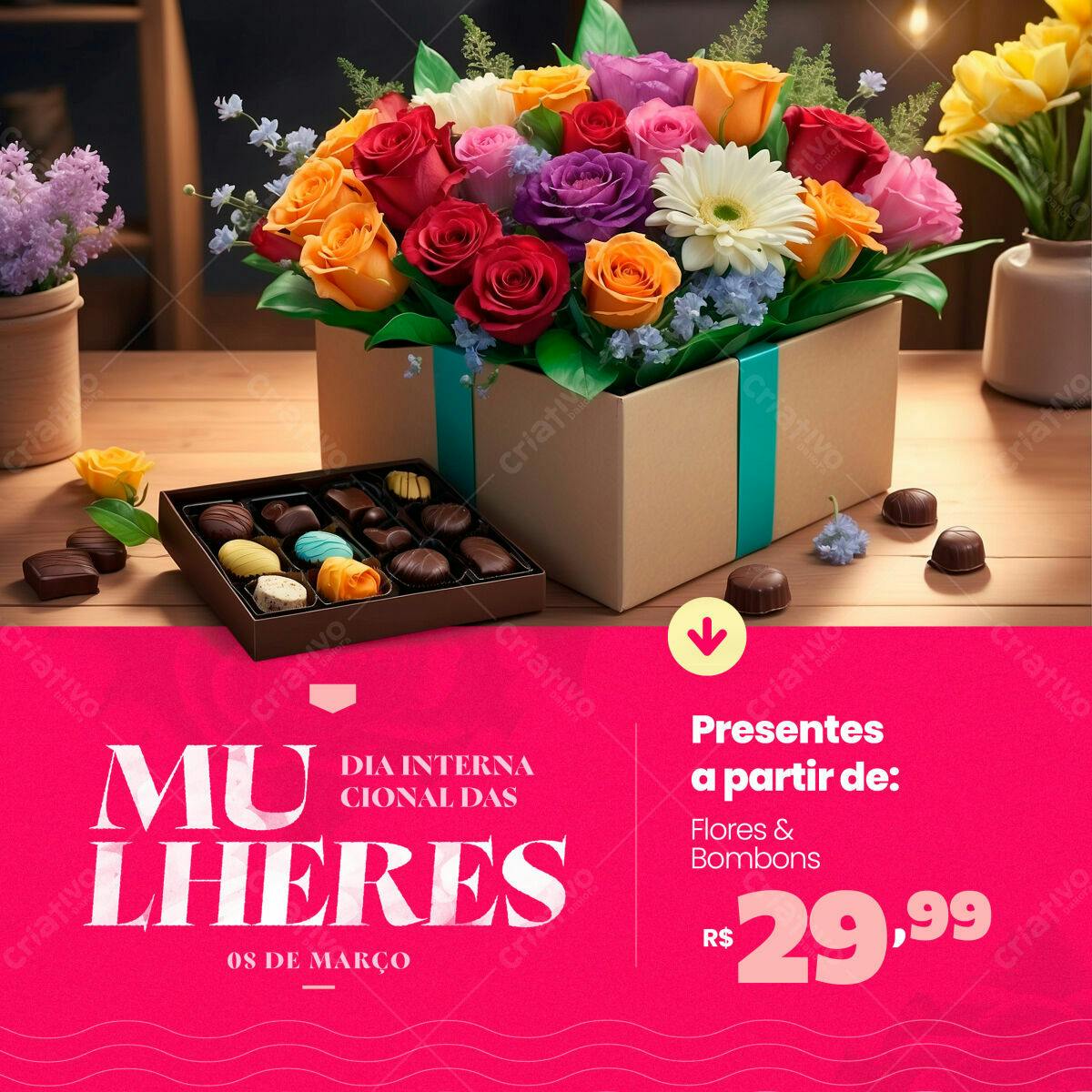 Flyer Dia Internacional das Mulheres PSD Editável