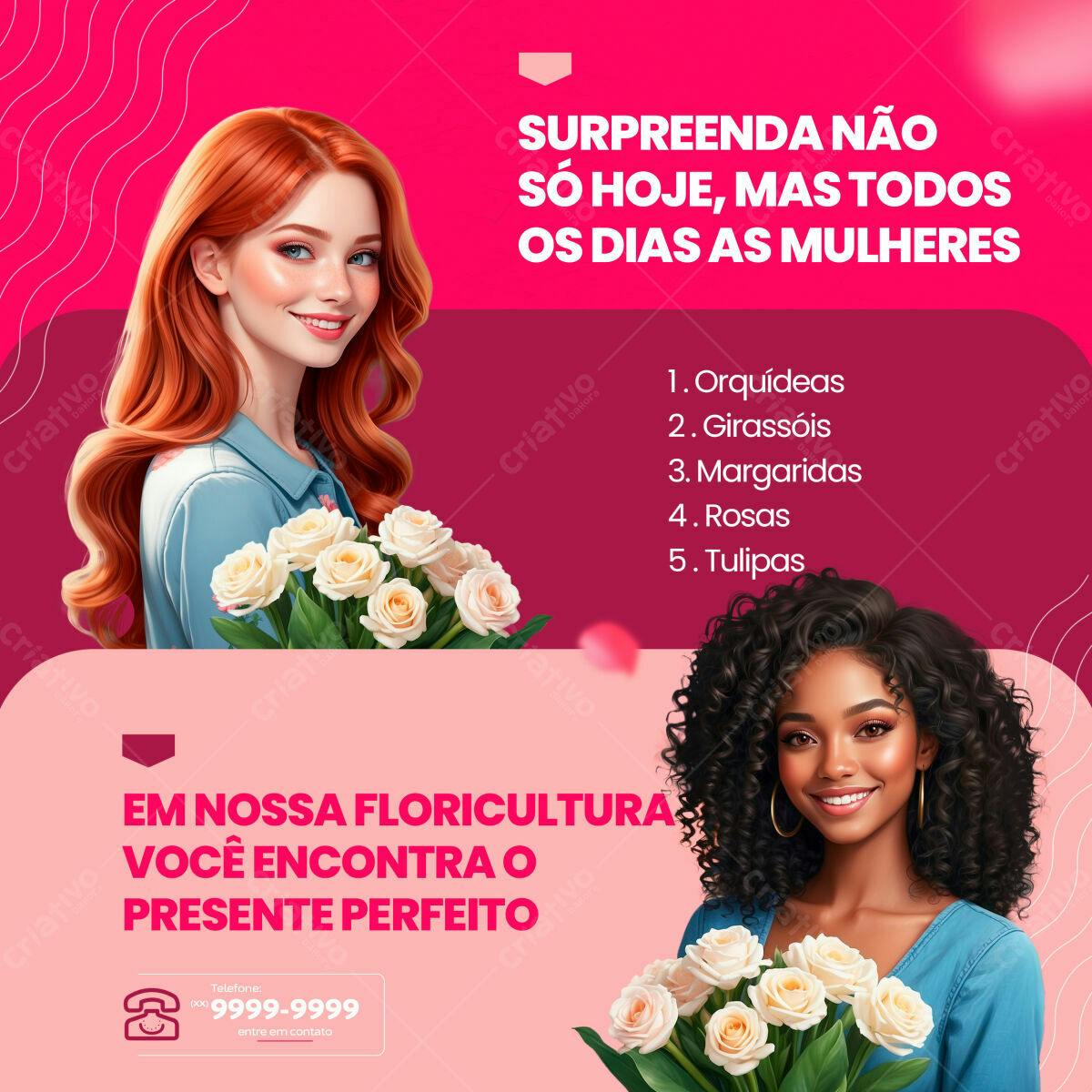 Flyer Dia das Mulheres com Rosas PSD Editável