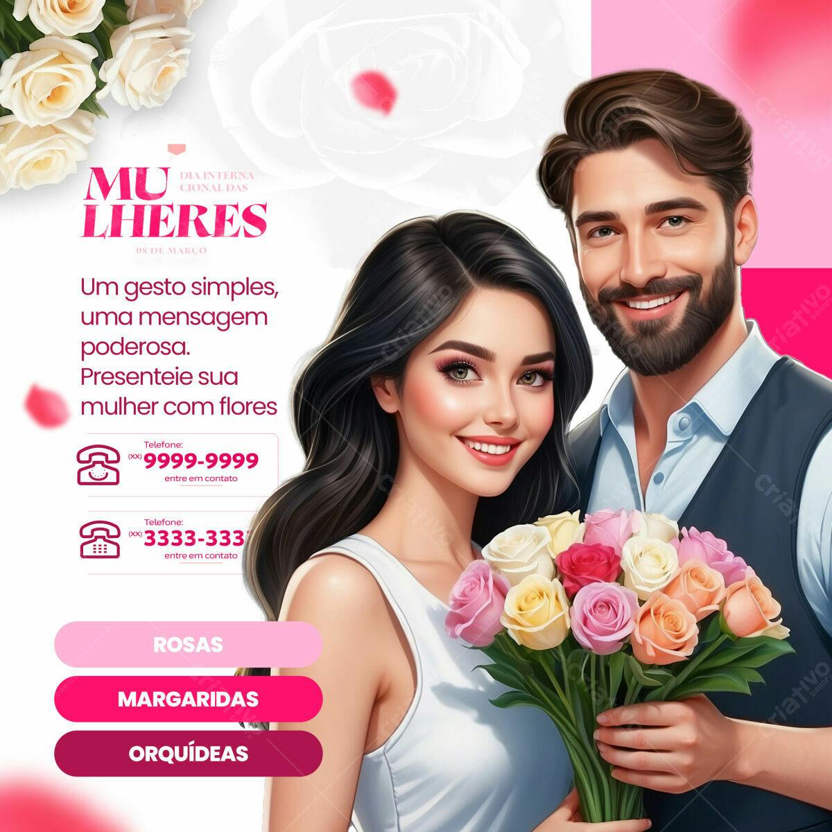 Flyer Dia Internacional das Mulheres PSD Editável