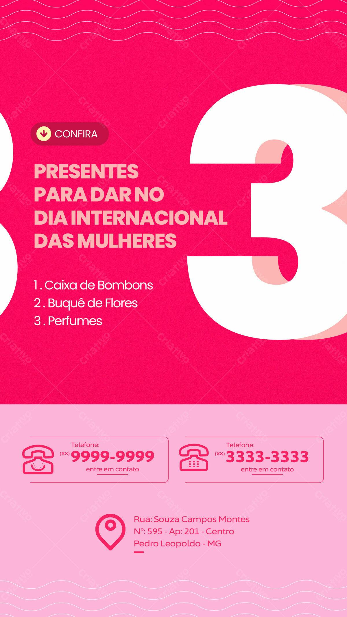 Flyer Dia Internacional das Mulheres PSD Editável