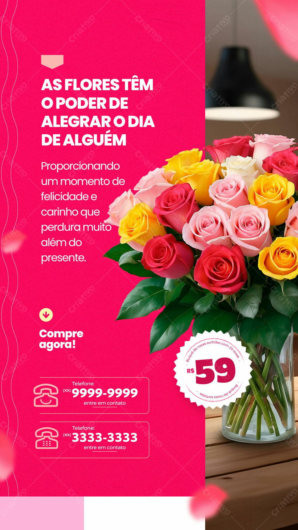 Flyer Dia das Mães Flores PSD Editável