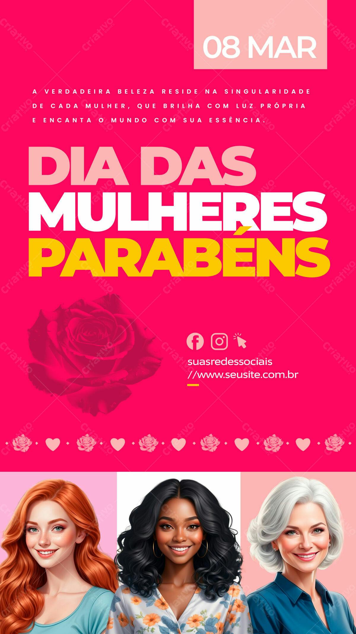 Flyer Dia Internacional da Mulher PSD Editável
