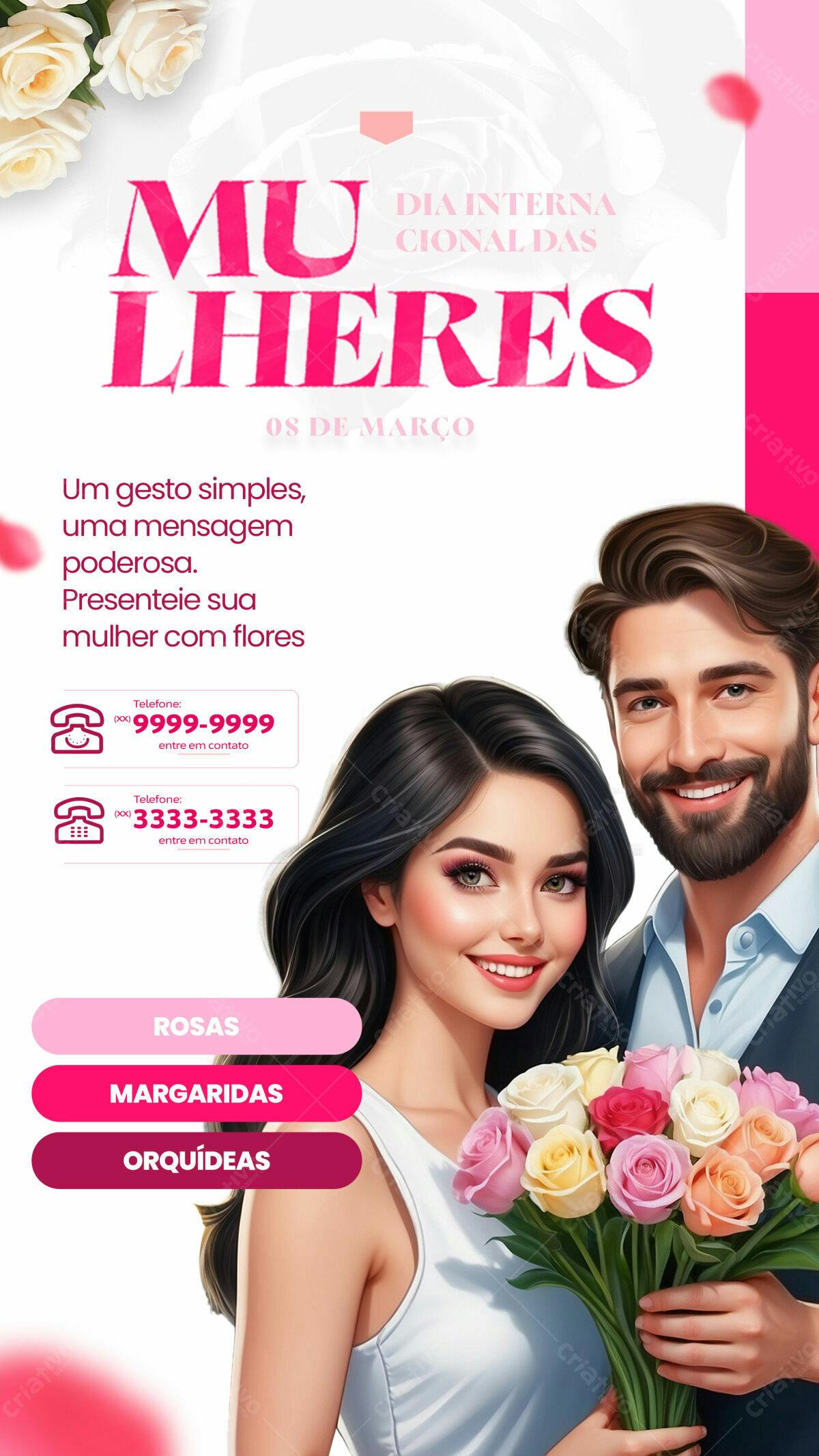Flyer Dia Internacional das Mulheres PSD Editável