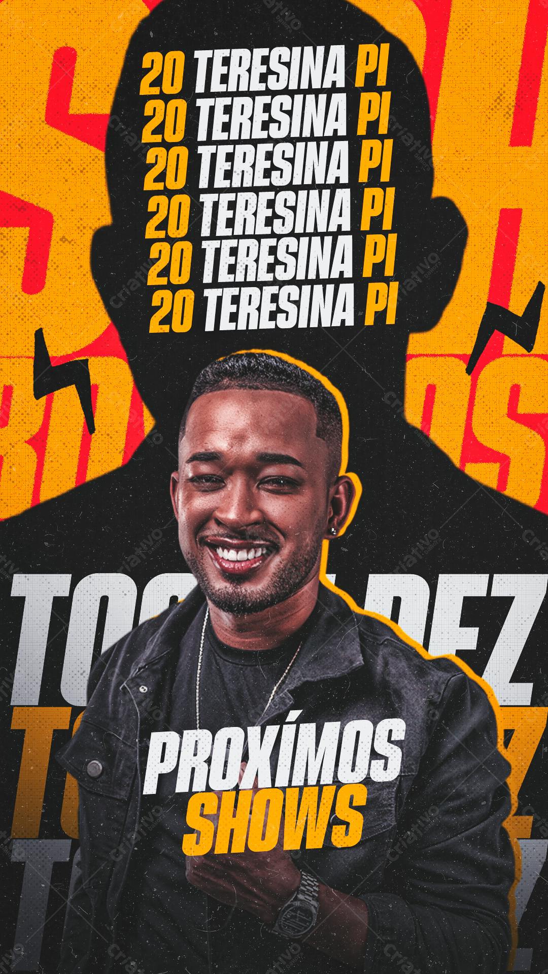 Flyer para Shows do Cantor em Teresina PI PSD Editável