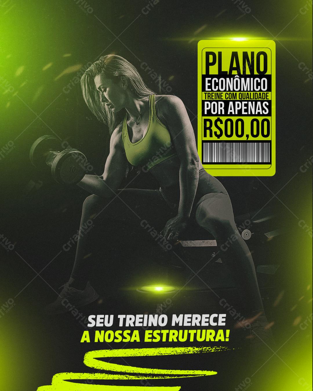 Flyer Academia Plano Econômico PSD Editável
