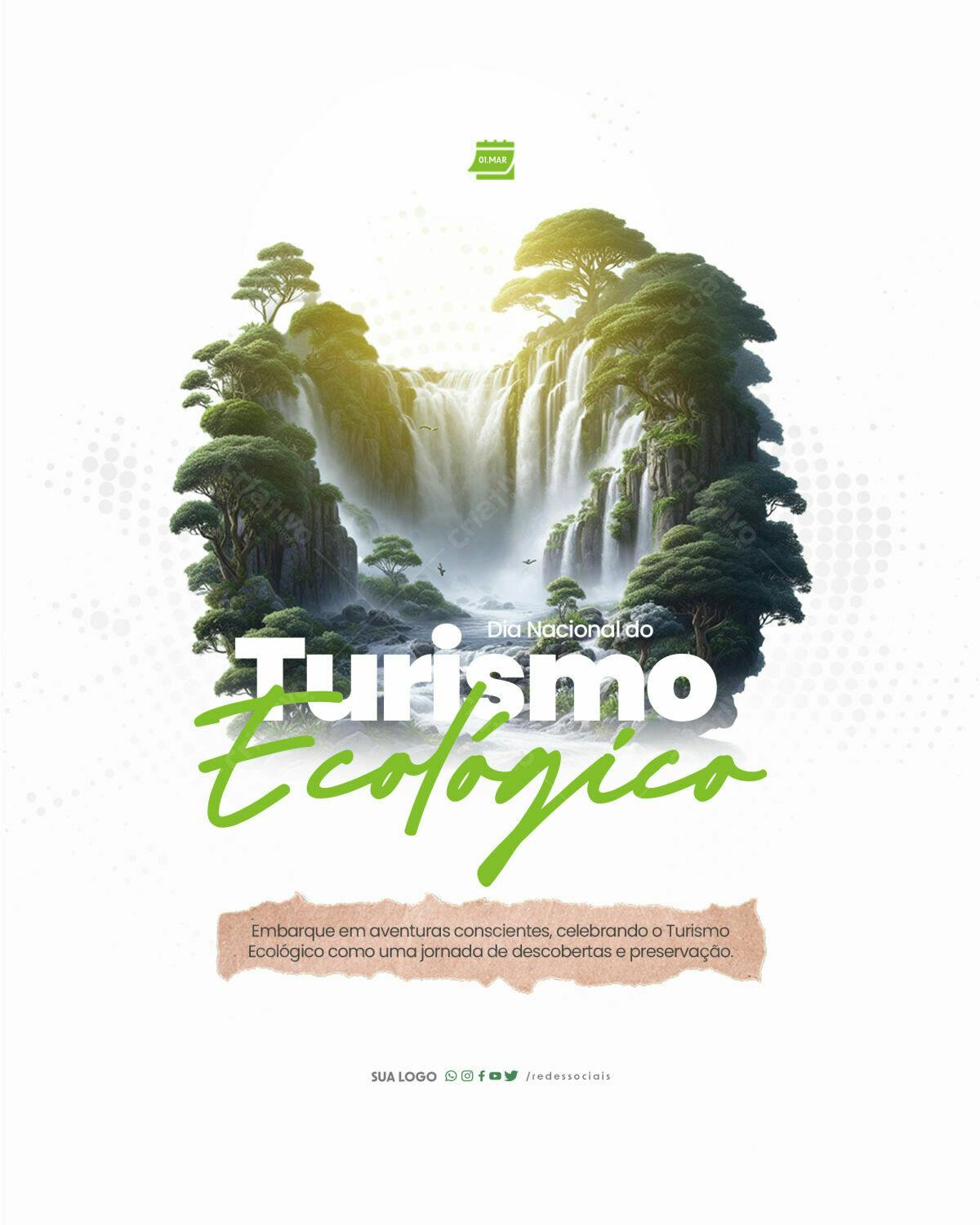 Flyer para o Dia Nacional do Turismo Ecológico PSD Editável