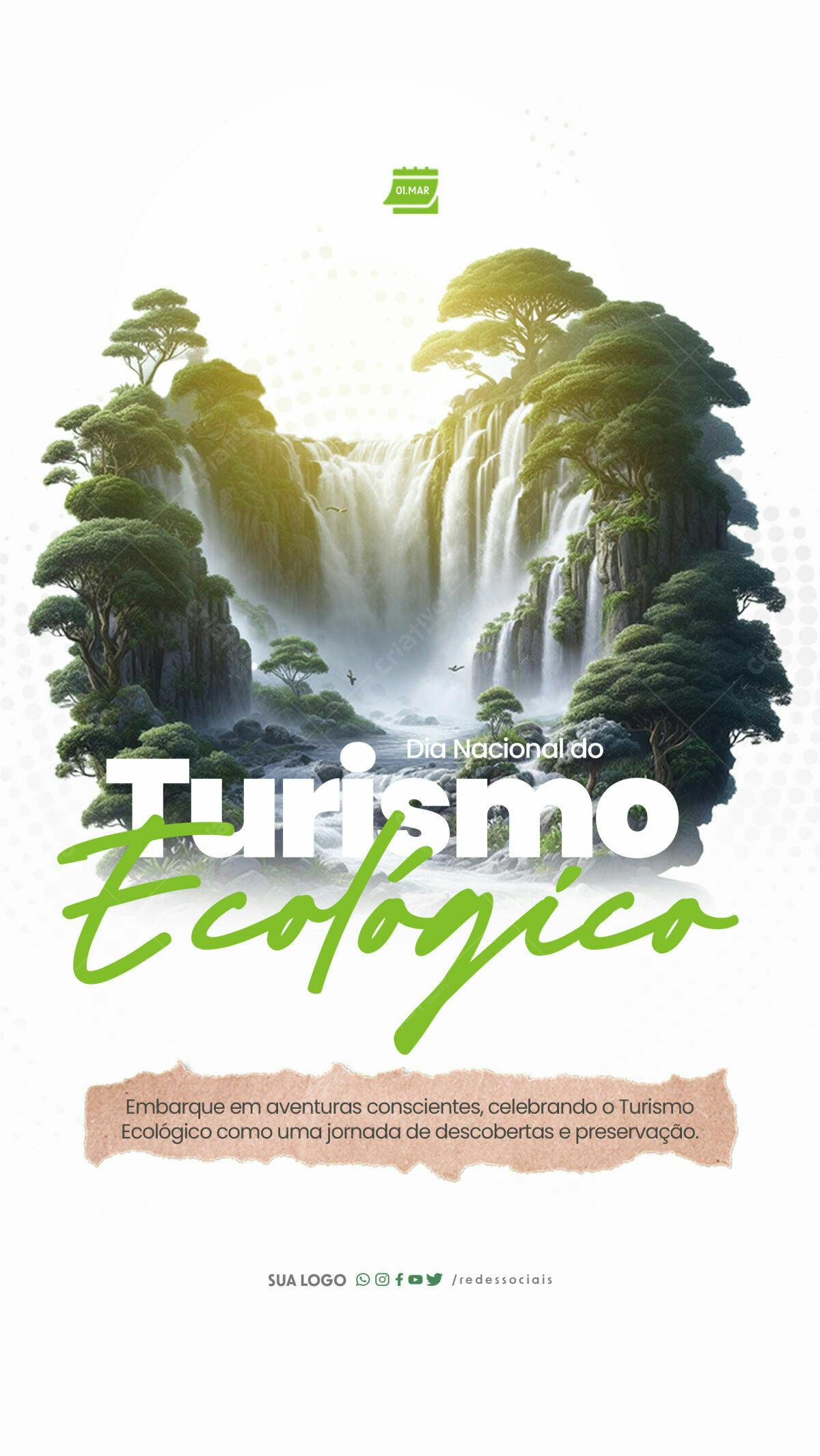 Flyer para o Dia Nacional do Turismo Ecológico PSD Editável