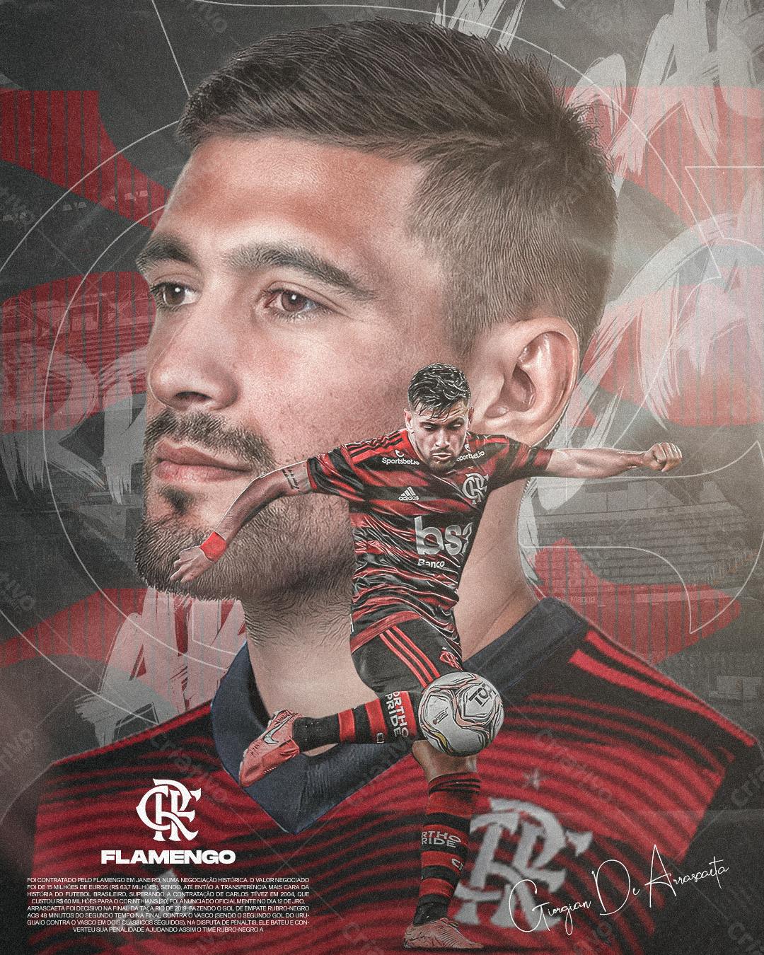 PSD Arte de Jogador de Futebol Flamengo PSD Editável