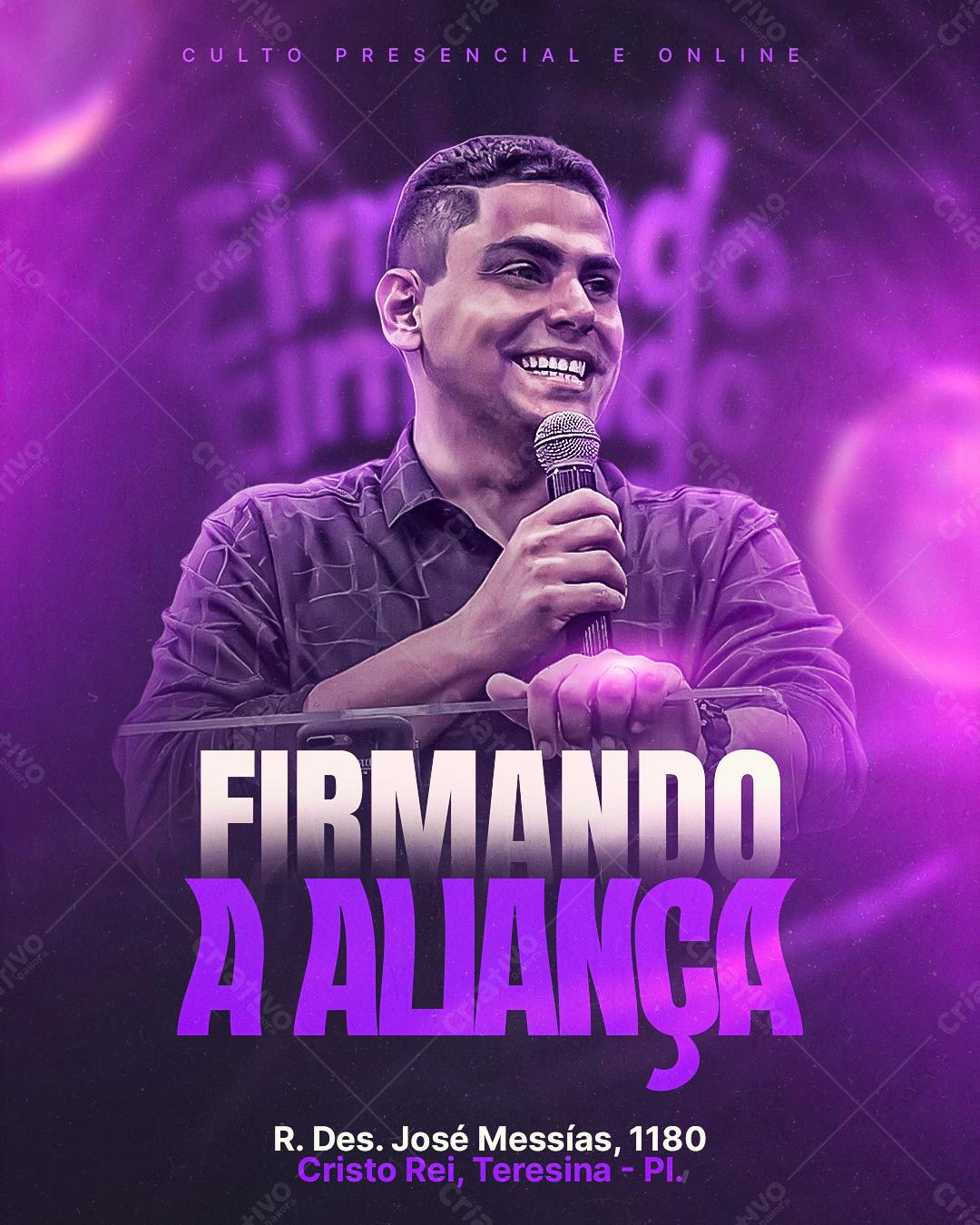 Flyer para Culto Presencial e Online PSD Editável