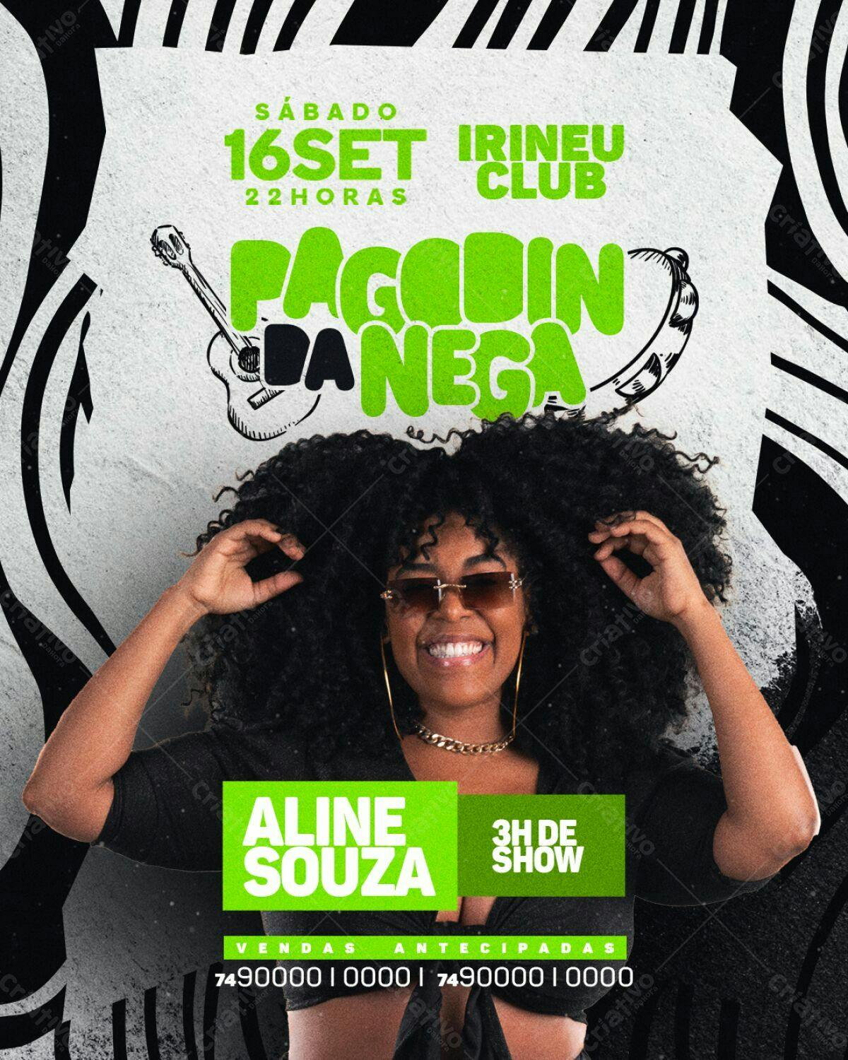 Flyer para Show Aline Souza Pagodin da Nega PSD Editável