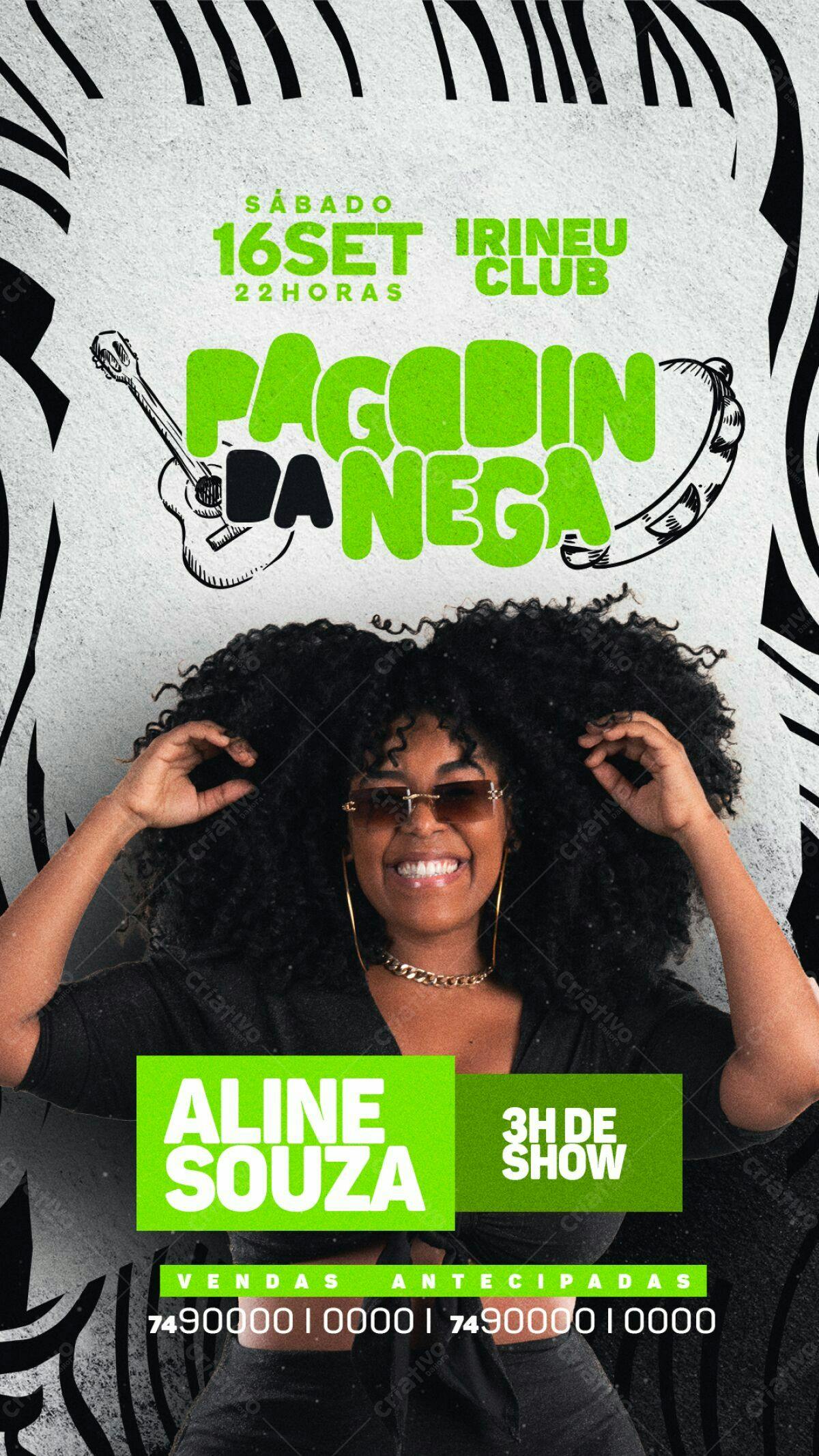 Flyer Pagode da Negra Aline Souza PSD Editável