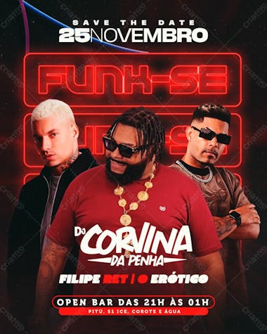 Flyer evento funk se feed psd editável