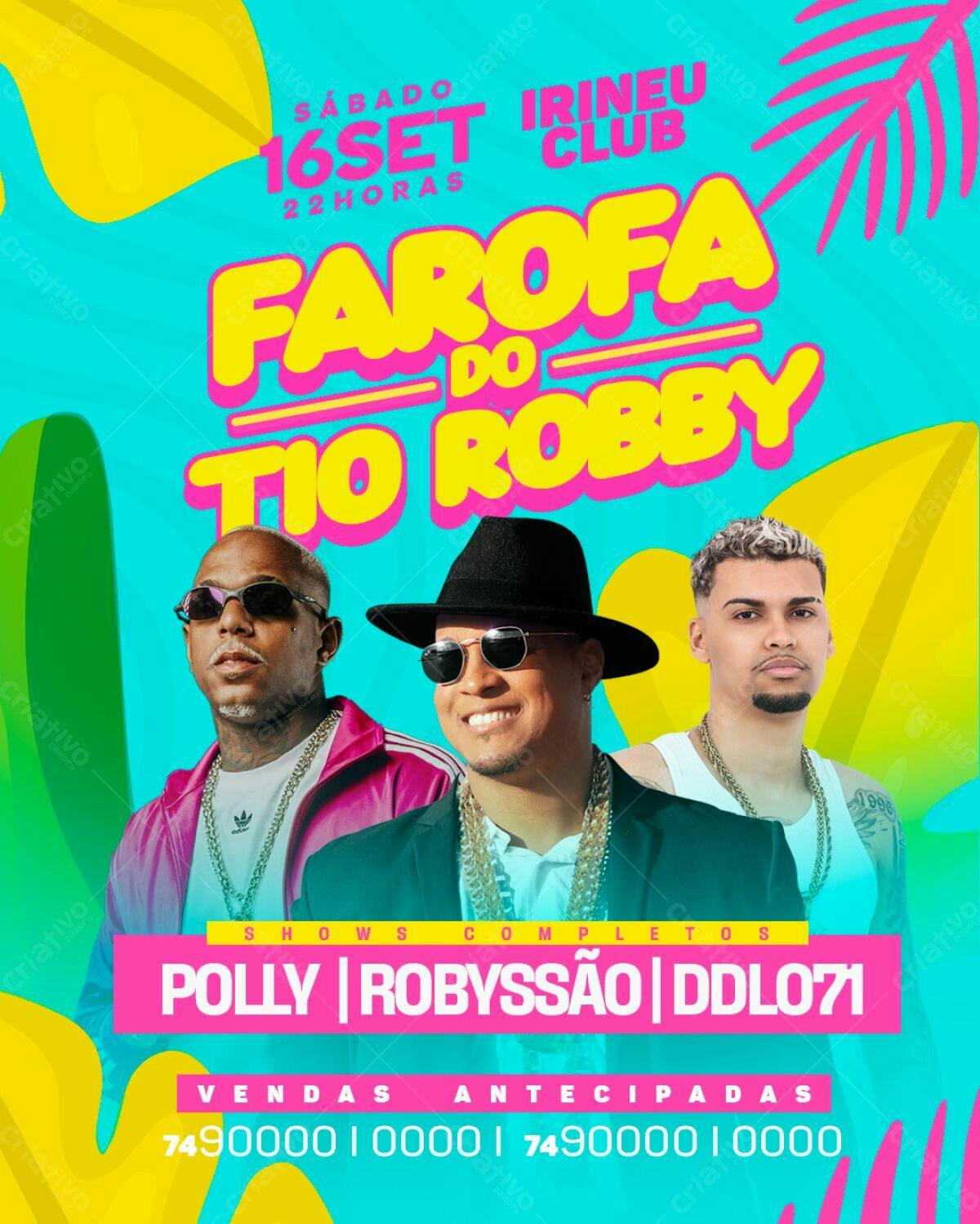 Flyer Farofa do Tio Robby PSD Editável