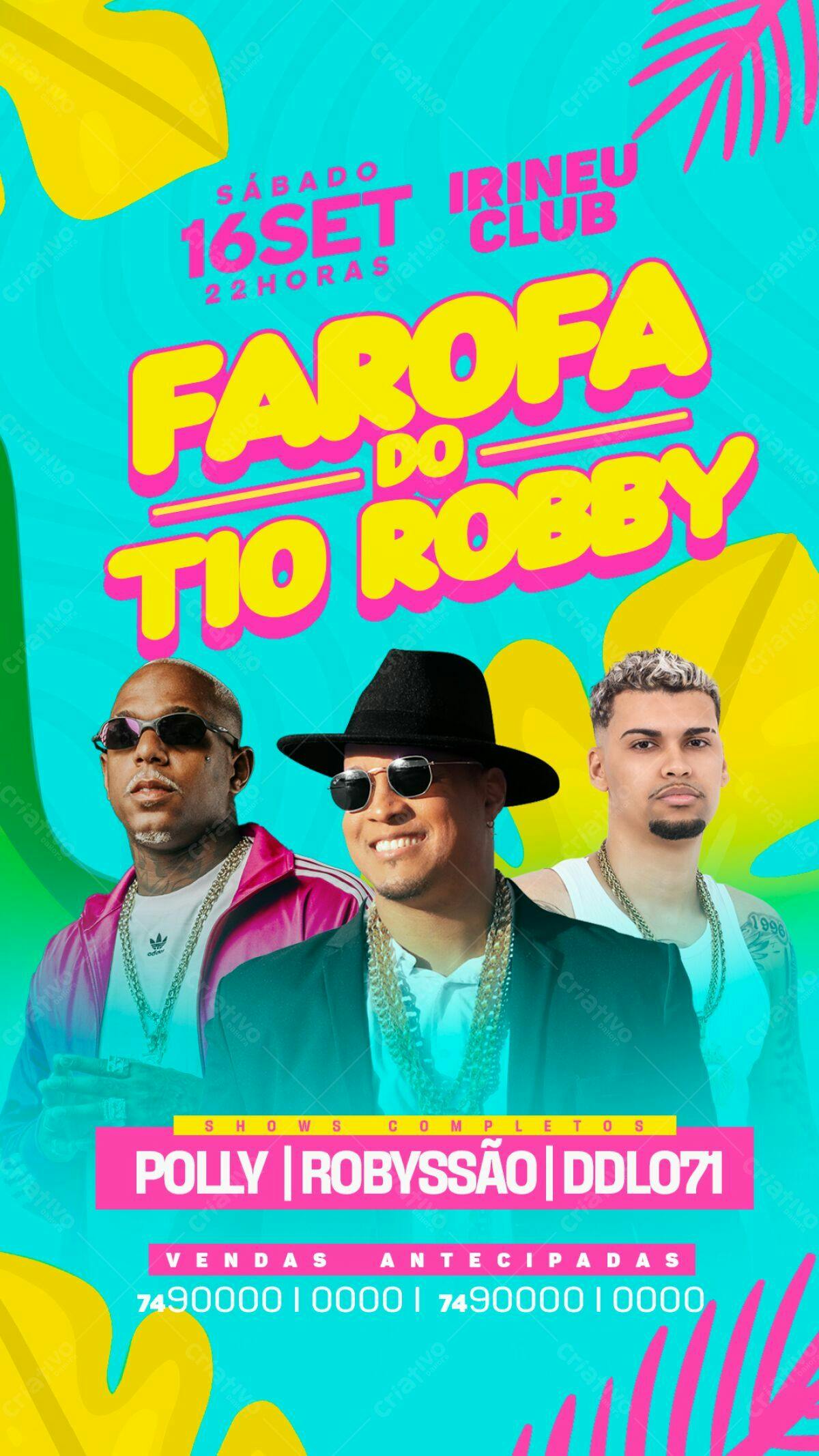 Flyer Festa Farofa do Tio Robby PSD Editável
