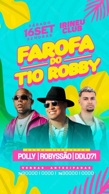 Flyer evento farofa do tio roby stories psd editável