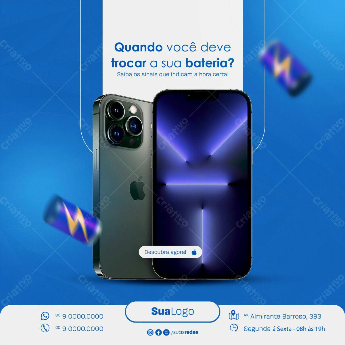 Postagem Instagram Troca de Bateria iPhone PSD Editável