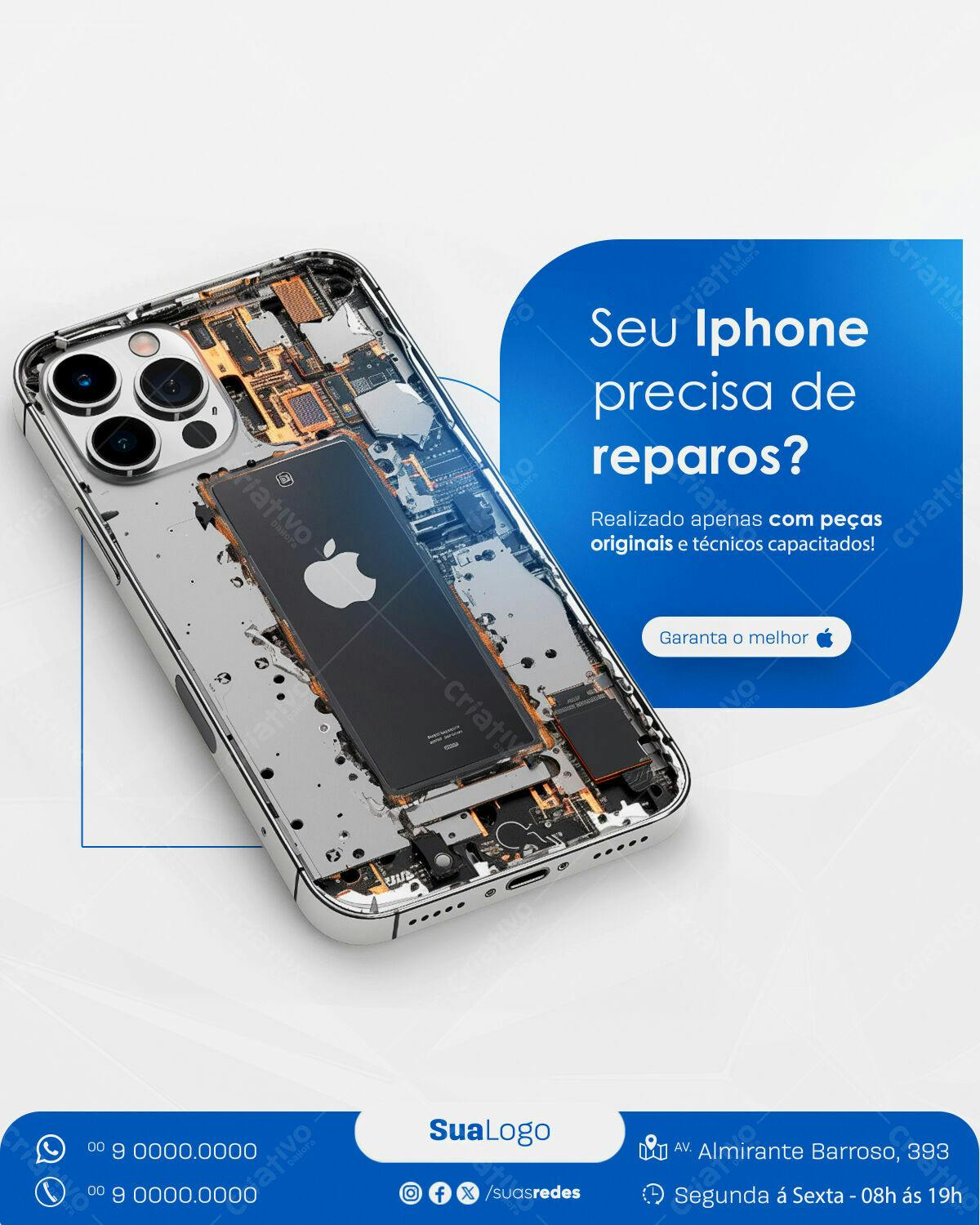 PSD para Anúncio de Reparo de iPhone PSD Editável