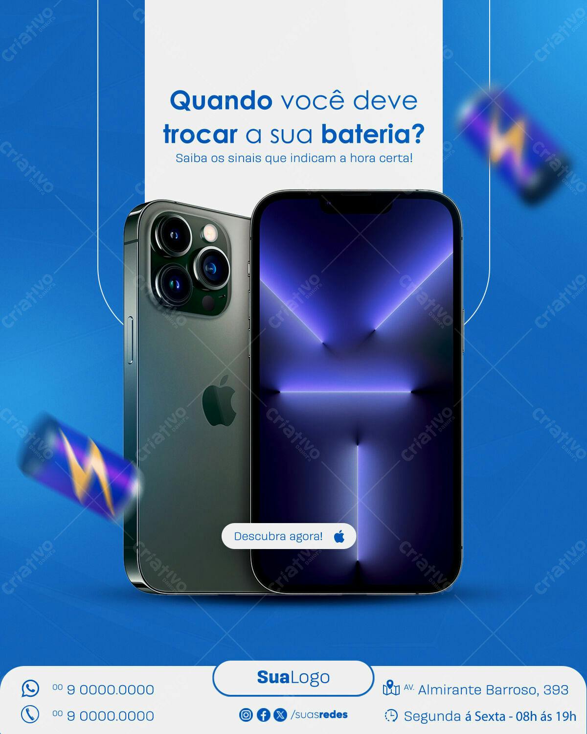 Banner para Troca de Bateria do iPhone PSD Editável
