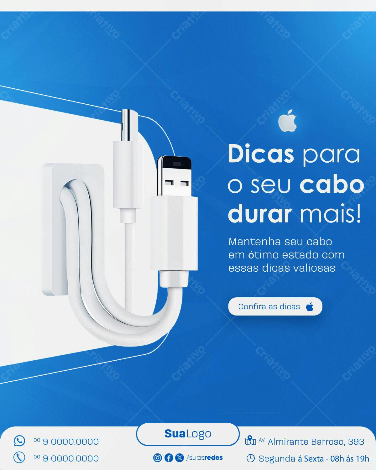 Post para Instagram Dicas de Cabo PSD Editável