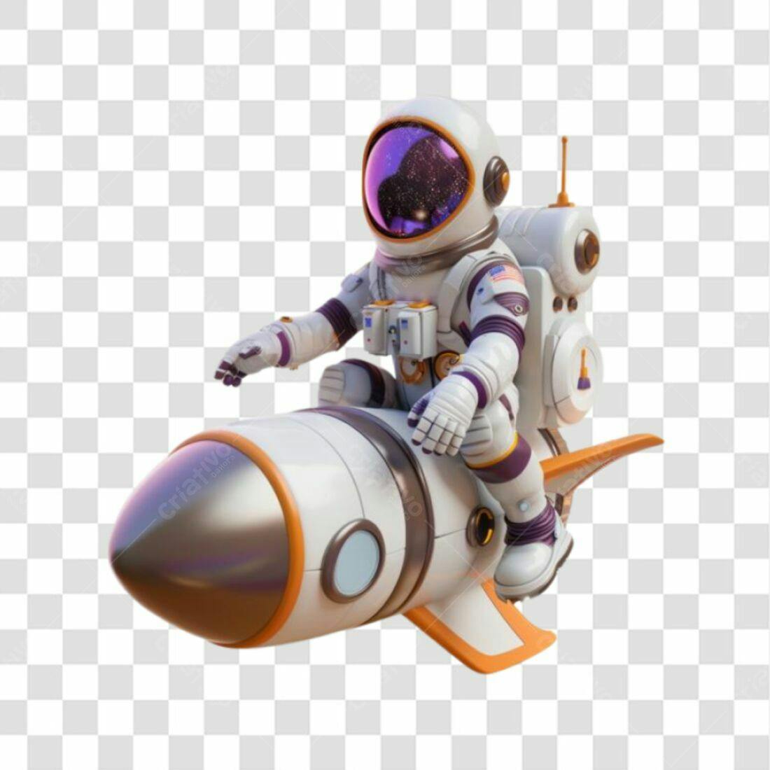 Icone Astronauta no Foguete PNG com fundo transparente