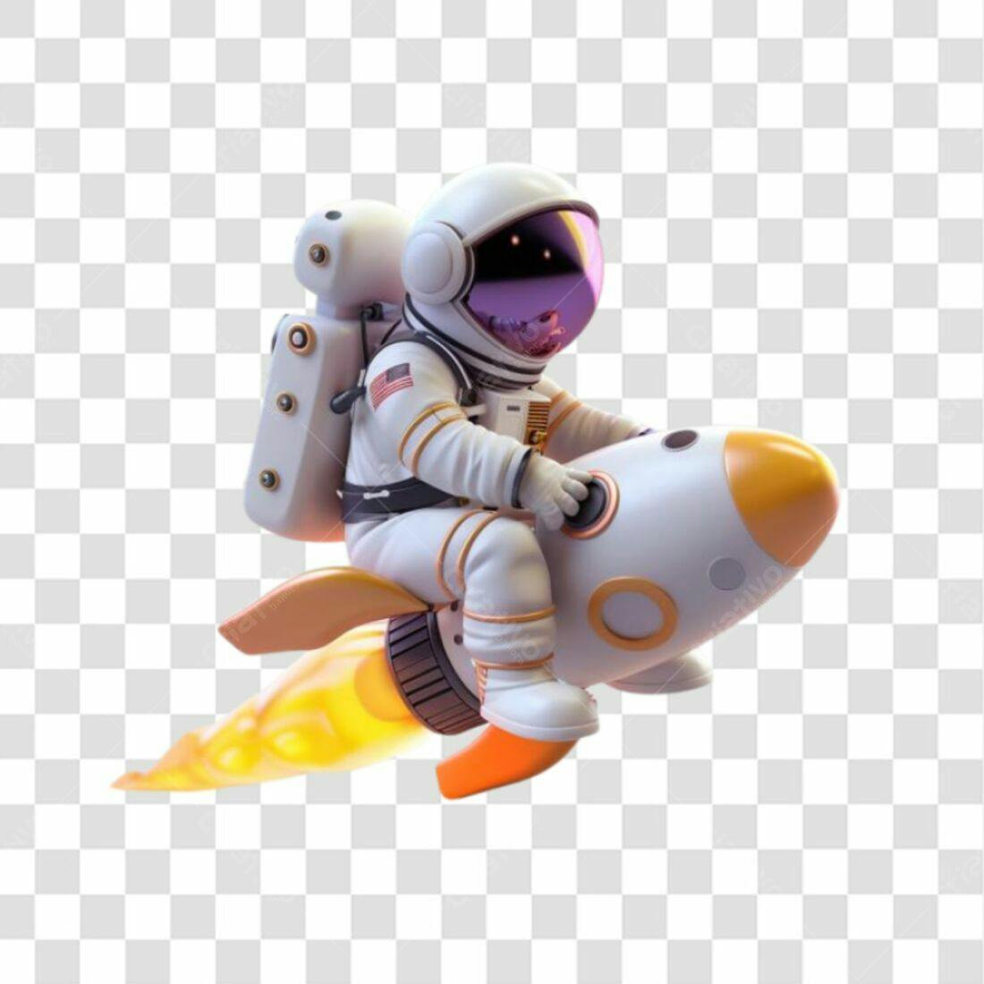 Icone Astronauta em Foguete PNG com fundo transparente