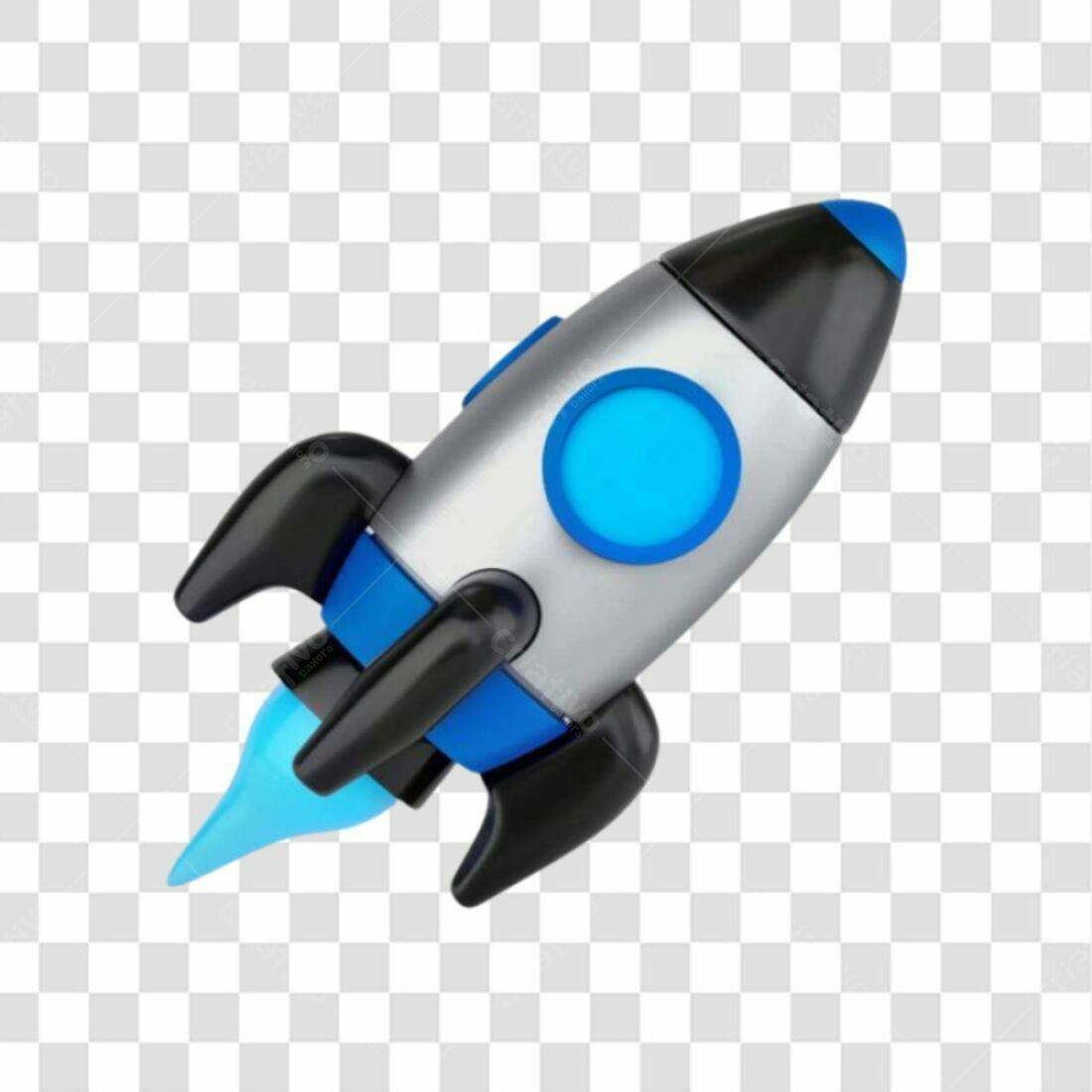 Icone Foguete Azul e Cinza PNG com fundo transparente