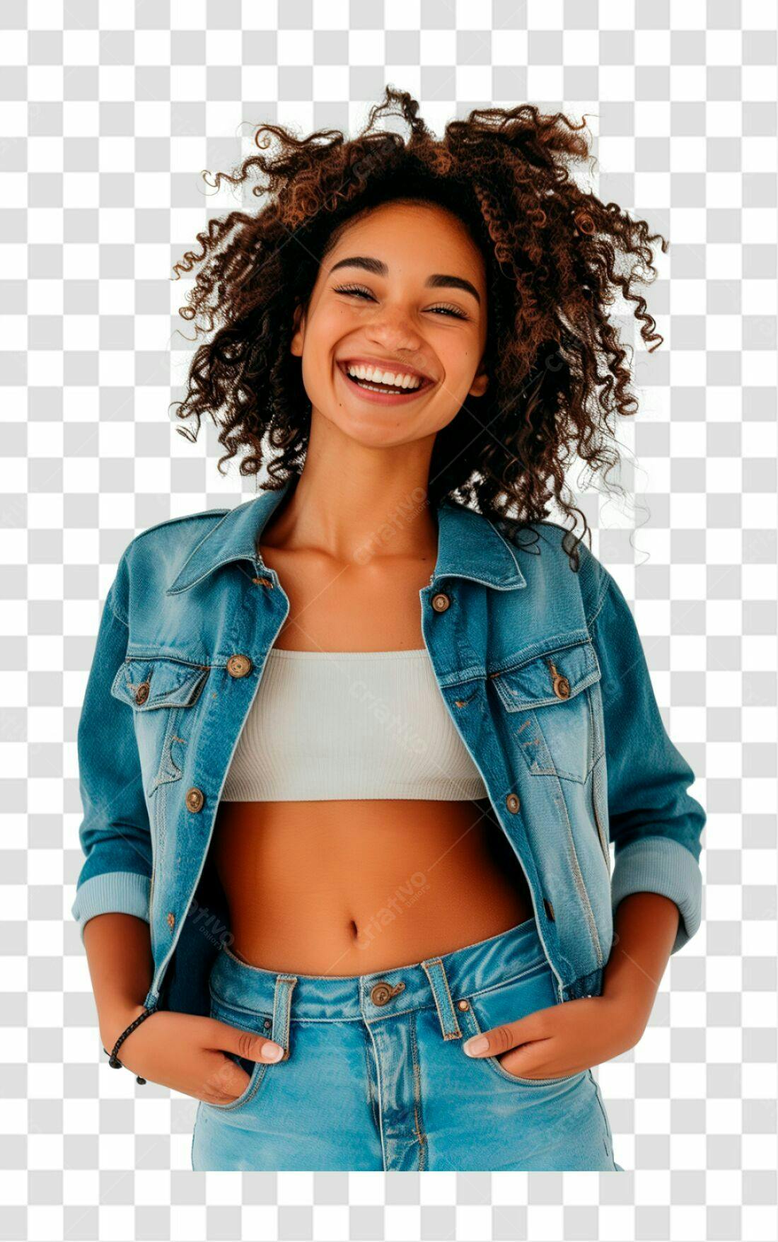 Imagem PNG com fundo transparente Mulher Jeans Sorrindo