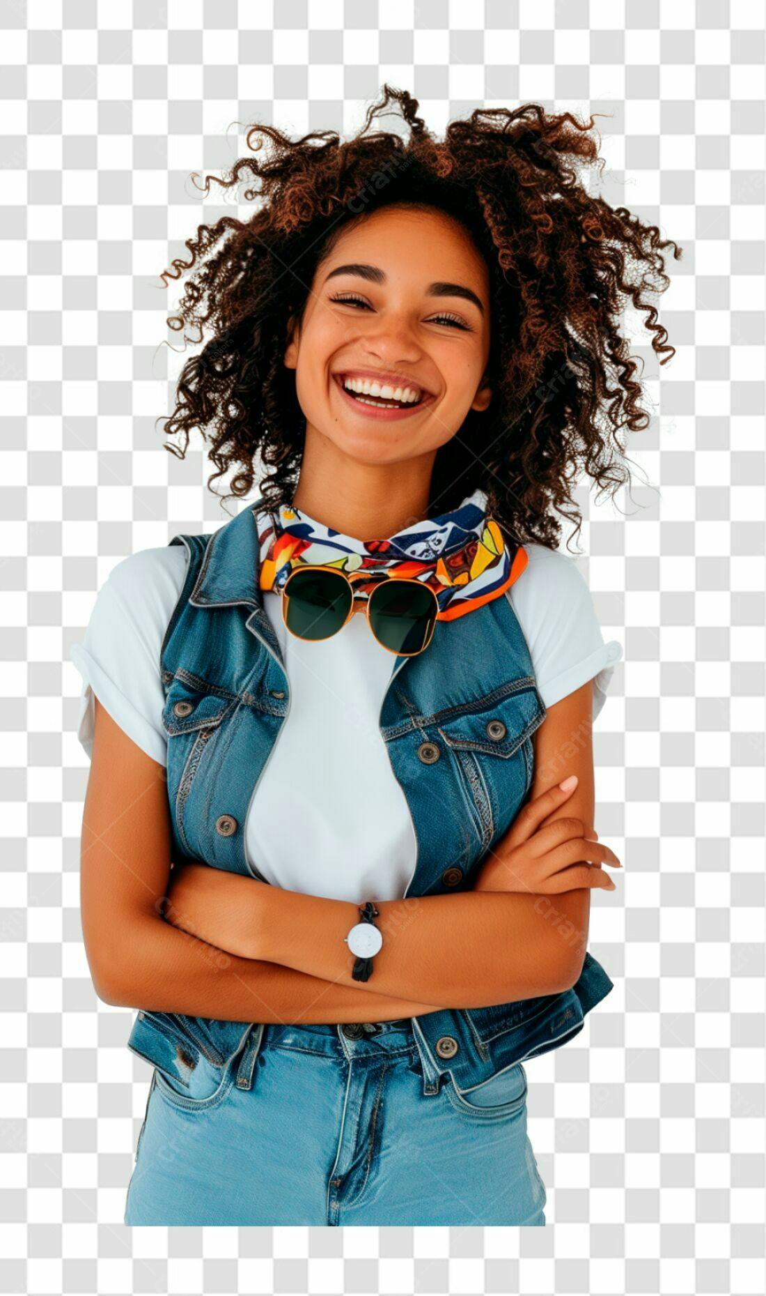 Imagem PNG com fundo transparente Mulher jovem alegre jeans