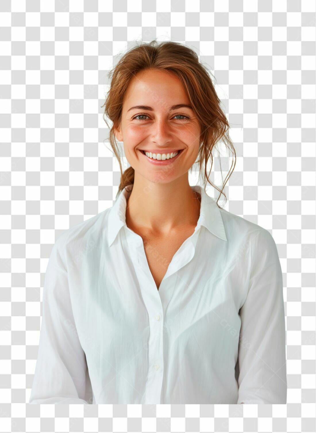 Imagem PNG com fundo transparente Mulher Sorrindo camisa branca