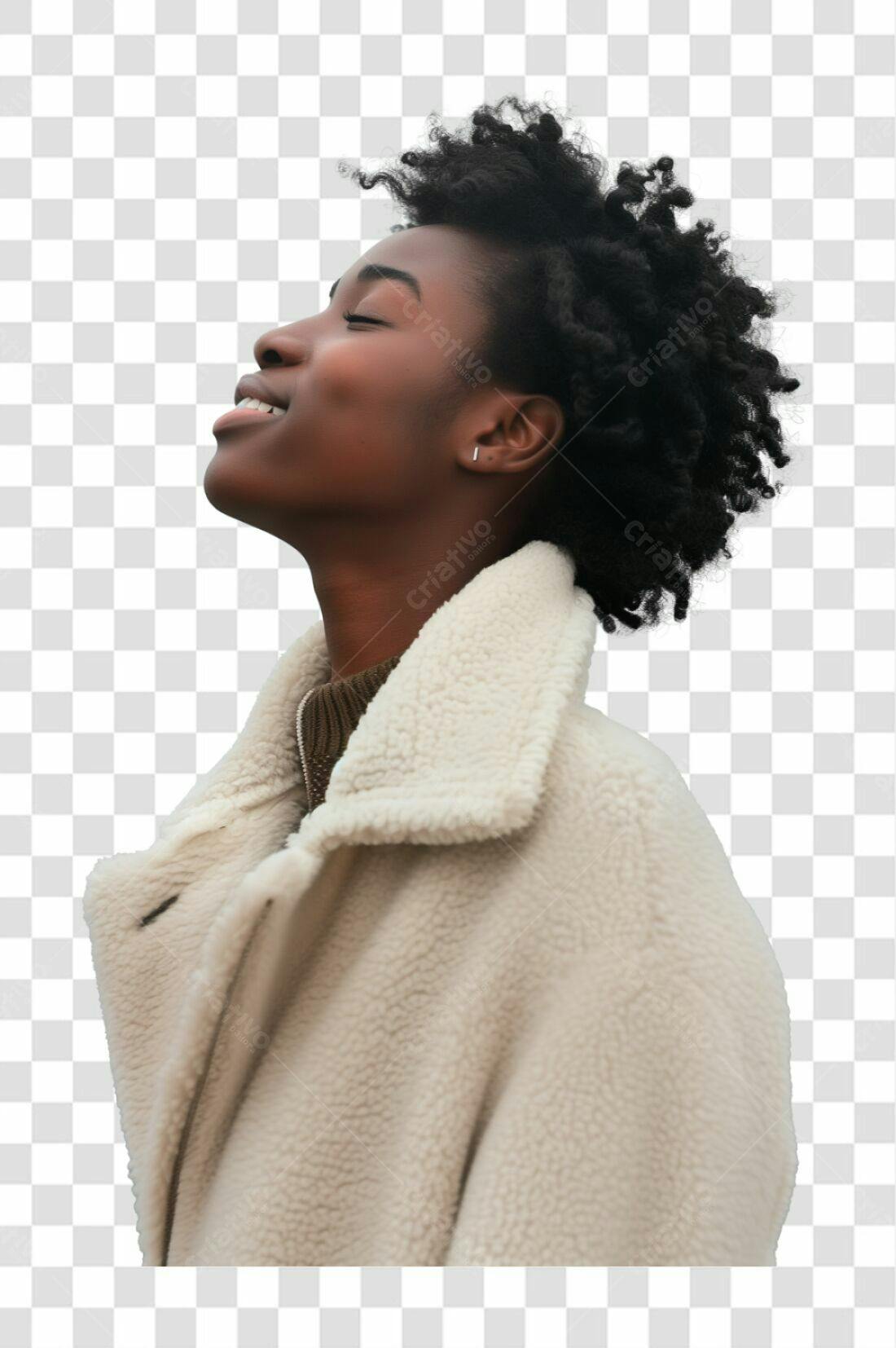 Foto PNG com fundo transparente Mulher negra casaco bege