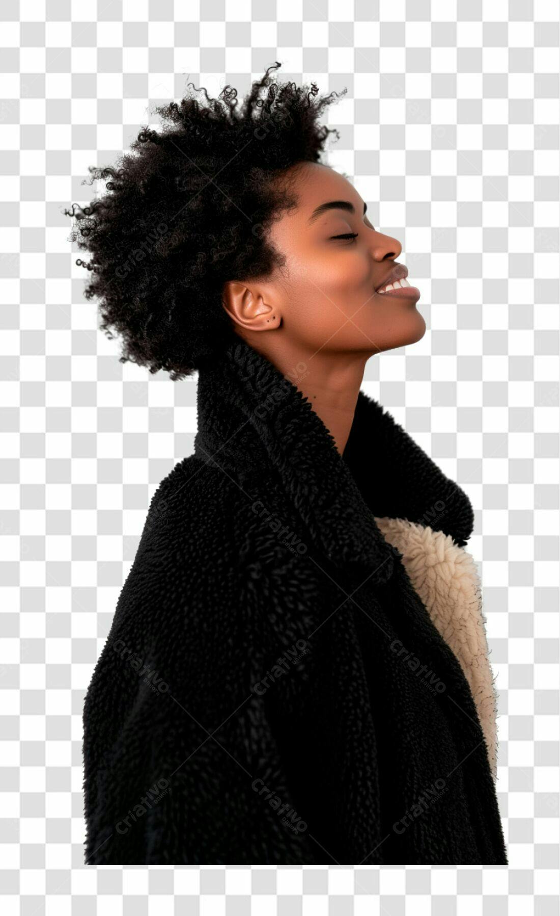 Imagem PNG com fundo transparente Mulher Afrodescendente Casaco Preto