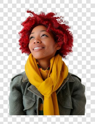 Imagem sem fundo | mulher negra com o cabelo vermelho